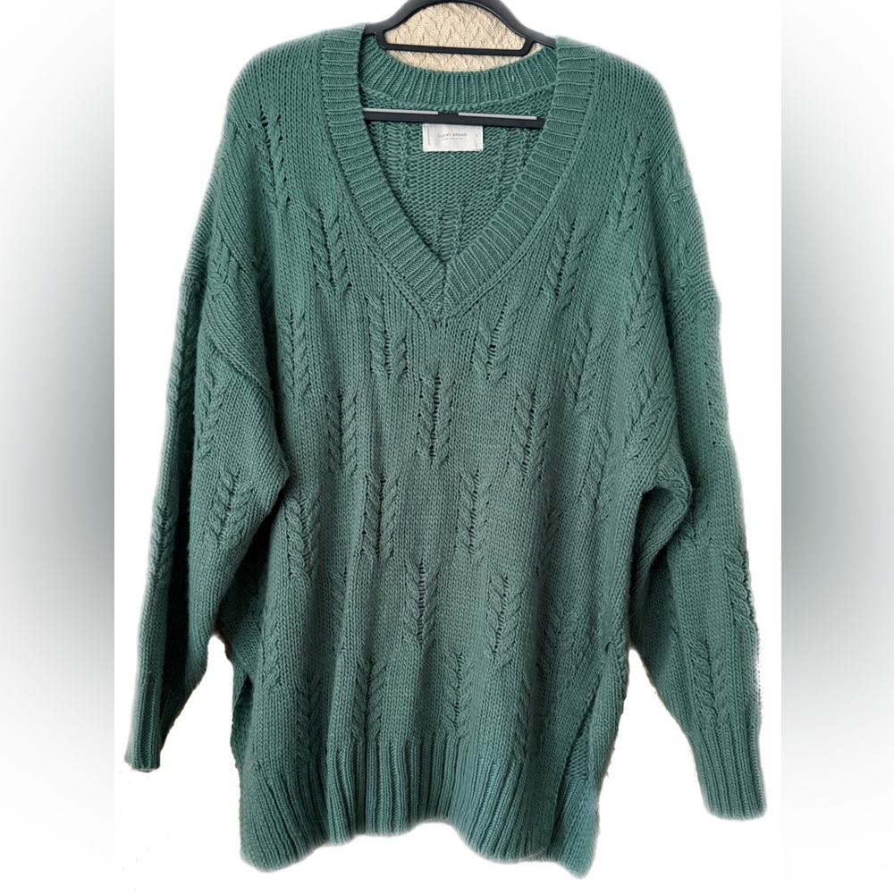 Lucky Brand Cable Knit V-Neck Tunic Sweater Size Large